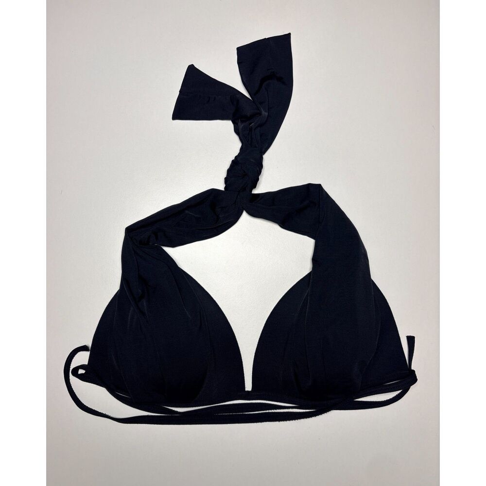 Athleta Aqualuxe Large Black Molded Bra Cup Halter Bikini Top